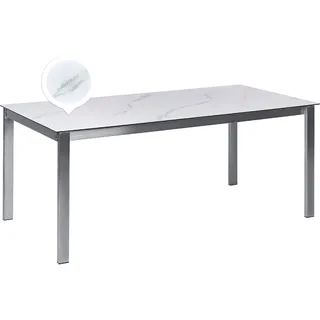 Beliani Gartentisch 180 x 90 x 75 cm Weiß/Silber