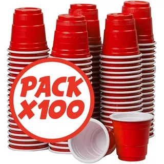 100er Pack Offiziellen Red Shot Cups | Amerikanische 4cl Shots rot | Beer Pong | Premium Shooter | Becher Plastik | Spülmaschinenfest | OriginalCup®
