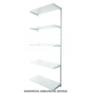 Biedrax Wandregal - Anbauregal 25 x 40 x 200 cm, Farbe silber - 5 Fachboden grau
