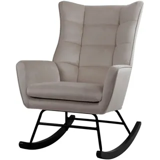 Kayoom Schaukelstuhl , Taupe , Holz, Metall, Kunststoff , Kautschukholz , 68x97x88 cm , Fsc , Wohnzimmer, Sessel, Schaukelstühle