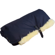 Naturasan Lammfell Handwärmer, warmer Kinderwagen Handmuff mit Lammfell Innenfutter, Muff, Kiwa, Buggy, Jogger, Radanhänger, HW-02 (Navy)