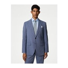 Mens M&S Collection Tailored Fit Linen Rich Suit Jacket - Chambray, Chambray - 44