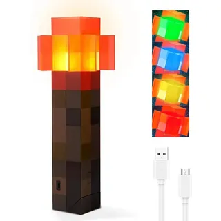 Craft Fackel Lampe 4 Faber Miner Game Lampe Fackel USB Wiederaufladbare Wandlampe Nachtlampe 12 Zoll Hand oder Wandhalterung Beleuchtung Nachttischlampe für Kinder Geschenke, Zimmer & Party-Dekoration