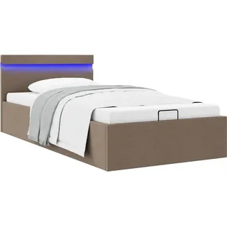 vidaXL Bett mit Bettkasten Hydraulisch mit LED Taupe Stoff 90x200 cm - Taupe