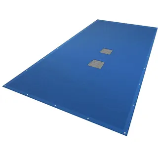 VOUNOT Poolabdeckung rechteckig, Pool Abdeckplane aus Polyethylen 160 g/m2 mit Abflussnetz, Doppelte Poolplane Wasserdicht Schimmelresistent Reißfest mit Aluminiumösen 4X8m, Blau