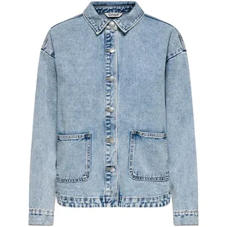 ONLY Jeansjacke "ONLLARA LS DNM SHACKET GUA NOOS" Baumwollmischung, light blau denim