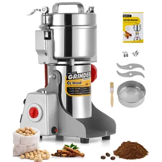 CGOLDENWALL 700g Elektrische Getreidemühle Superfein Edelstahl Mühle für Gewürze/Kräuter/Kaffee Samen 28000 U/Min Schnelle mit Open-Cover-Stop, Timer, 2400W Kommerzieller Motor