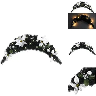 vidaXL Weihnachts-Türbogen mit LED-Lichtern Schwarz 90 cm PVC - Weihnachtsbeleuchtung