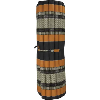 Fine Asianliving Thaimatte Rollbar Kapokfüllung 200x100x4.5cm Schwarz Orange Thai Kissen Meditation Matte Matratze Kapok 301-C04 - Schwarz
