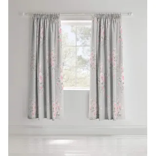 Catherine Lansfield Canterbury Vorhänge mit Bleistiftfalten, 168 x 183 cm, Grau, Textil, Pencil Pleat Curtains-66x72 Inch