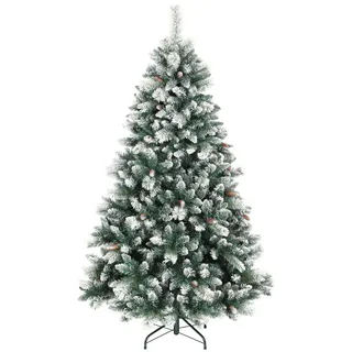 Homcom Künstlicher Weihnachtsbaum 180 cm künstlich Tannenbaum mit Schnee 1000 Spitzen , Kunststoff , 180 cm , Dekoration, Weihnachtsdekoration, Christbäume & Zubehör