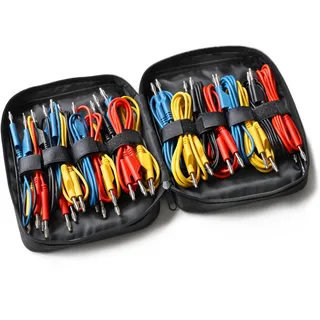 Peaktech P 8202, 24 Stück Messleitungen Set, 25cm - 200cm, Multimeter Test Kabel, Laborleitungen, Messkabel mit 4mm Bananenstecker, stapelbar, in 4 Farben je 25cm, 50cm, 75cm, 100cm, 150cm & 200cm