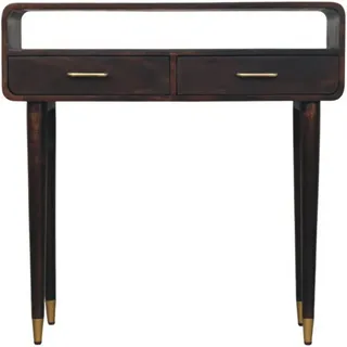 Artisan Furniture Konsole Apollo Schleife, 2 Schubladen und Offenes Fach, Dunkelbraun , Metall , Echtholz,Mangoholz , Holz Optik , Rechteckig , 90x90x35 cm , FSC 100%, Handmade in India , Wohnzimmer, Wohnzimmertische, Konsolentische