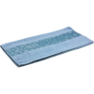Dekohelden24 ***Badetuch/Handtuch/Duschtuch, Strandtuch in Hellblau mit Aufschrift - Heute ist Dein Tag -, 100% Baumwolle, Größe L/B: ca. 70 x 140 cm