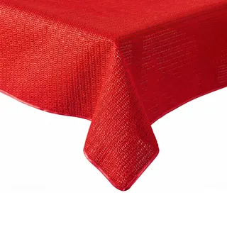 Tischdecke Outdoor Wetterfest, rutschfest & UV-Beständig in 7 Farben - Weichschaum PVC Tischdecke Abwaschbar & Waschbar bei 30°C - Gartentischdecke Rechteckig 130x220 cm Rot