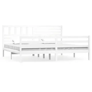 vidaXL Massivholzbett Weiß 200x200 cm - Weiß