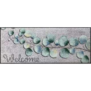 SALONLOEWE Schuhparkplatz Eucalyptus Welcome 030x075 cm Fußabtreter Sauberlaufmatte innen Haustür Fussmatte Indoor Schmutzfänger Outdoor waschbar