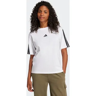 T-Shirt ADIDAS SPORTSWEAR "ESSENTIALS 3-STREIFEN BOYFRIEND", Damen, Gr. XS, schwarz-weiß (weiß, schwarz), Obermaterial: 100% Baumwolle, normal, Rundhals, Shirts T-Shirt, Kurzarmdesign, mit Rundhalsausschnitt, gerader Abschluss