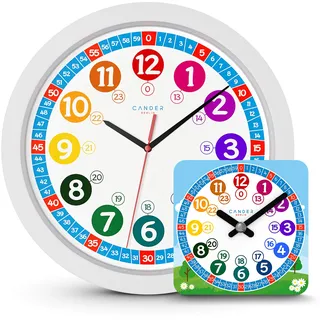Cander Berlin MNU 1030 Kinderwanduhr (Ø) 30,5 cm Kinder Wanduhr mit lautlosem Uhrenwerk - Ablesen der Uhrzeit Lernen