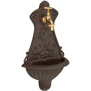 Relaxdays Wandbrunnen nostalgisch Dunkelbraun