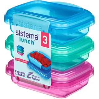 Sistema Lunch Frischhaltedose | 200 ml | kleine Snackboxen | BPA-freier Kunststoff | gemischte Farben 3 Stück