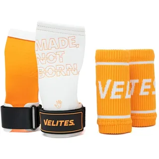 Velites I Quad Pro Orange Griffe I Professionelle Griffe für Crosstraining oder Gymnastik I Geeignet für Jede Oberfläche I Verwendung mit Magnesium I Inklusive passender Stoffarmbänder als Geschenk.