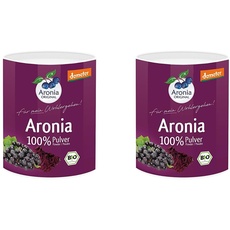 Aronia ORIGINAL 100% Bio Aronia Pulver Demeter 100 g | Aus Trester von Schale, Kernen und Fruchtfleisch der Beere | Vegan, ohne Konservierungsstoffe, ohne Zuckerzusatz (lt. Gesetz) (Packung mit 2)