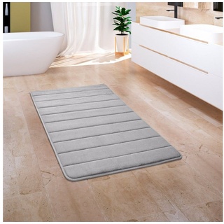 Paco Home Badematte Badteppich Badvorleger Flauschig Memory Foam 3D grau 50x80 cm -