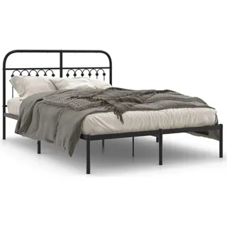 vidaXL Bettgestell mit Kopfteil Metall Schwarz 140x200 cm - Schwarz