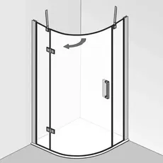 HSK Atelier Plan Runddusche 3-teilig, Maße: 80,0 cm x 80,0 cm x 200,0 cm, Anschlag Links, Radius 550 mm, Duschkabinen: Chromoptik: ESG klar