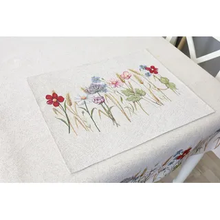 Tischsets Platzsets Abwaschbar 6er Set, 35x45 cm, Platzdeckchen Stoff 100% Jacquard Gobelin, Untersetzer Teller Hochwertige Wiederverwendbare für Hochzeit, Geburtstag, Küchen, Cafe - Roggen