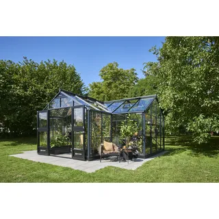 Juliana Orangerie Gewächshaus Aluminium Grau ESG 3 mm 21,5 m2