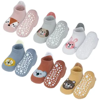 Vicloon rutschfeste Socken für Baby, 6 Paar Baby Socken Baumwolle, Kleinkind Socken Baby, kurz Kinder Anti Rutsch SockenKinder Anti Rutsch Socken for Babies Toddlers and Kids