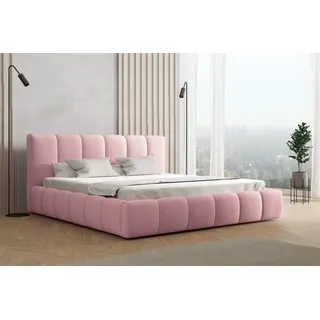 Polsterbett Doppelbett GIULIA 140x200cm Stoff Magic Velvet Rosa - Rosa