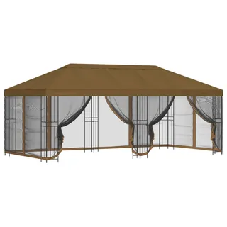 vidaXL Pavillon mit Seitenwänden 6 x 3 m Taupe Polyester und Stahl - Taupe