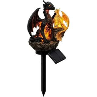 Drachen Figuren Garten, Drach Garten Deko, Drache Gartenfiguren für Draußen Wetterfest, Dragon Statue Gartendeko für Außen, Halloween Deko Outdoor, Gartenfiguren & Gartenstatuen (1 Stück Drach)