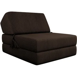 MIRJAN24 Sofa Kevin Cord mit Schlaffunktion, Schlafsofa, Bettsessel, Klappmatratze (Farbe: Poso 06) - Braun