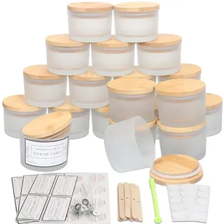 MILIVIXAY 20 Stück 118 ml Milchglas-Kerzengläser mit Deckel und Kerzenherstellungs-Kits – große breite Öffnung für die Herstellung von Kerzen – Gewürz- und Pulverbehälter