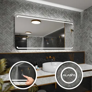 Rechteckiger Badezimmerspiegel mit LED-Beleuchtung und Touchschalter - Mediolan - 180 x 80cm - Silber