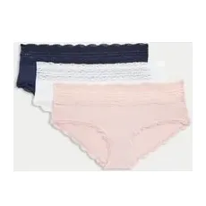 Womens M&S Collection 3er-Pack tief sitzende Shorts mit hohem Baumwollanteil - Soft Pink, Soft Pink, UK 28 (EU 56)