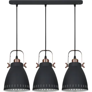 Italux Franklin - Industrieller und Retro hängender hängender Graphit, rotes Kupfer 3 Licht mit Graphitschirm, E27 - Italux
