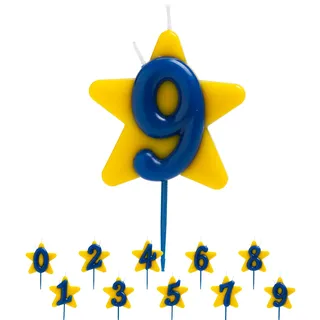 dekora - Solidarität Geburtstagskerze | Spezielle Sternkerzen - Doppelte Wunschkerzen zur Hilfe kranker Kinder - Nummer 9, Blau
