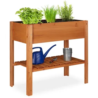 Relaxdays Hochbeet Holz 88 x 43,5 x 80 cm Hellbraun