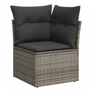 vidaXL Garten-Ecksofa mit Kissen Grau Poly Rattan
