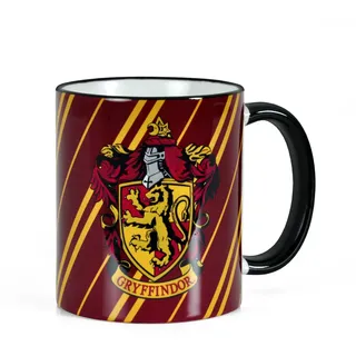 Elbenwald Harry Potter Tasse mit Gryffindor Wappen Rundumdruck mit Wappentier Löwe und Schriftzug Keramik 300ml rot