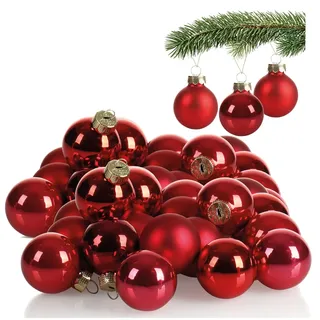 COM-FOUR com-four® 40x Weihnachtskugel - Baumschmuck für die Weihnachtstanne - Mini-Glaskugeln Ø 3 cm - Weihnachtsdeko - kleine Christbaumkugeln aus echtem Glas für Weihnachten