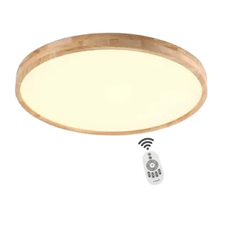 SJUN Deckenleuchte Holz Lampe Rund Holzlampe Dimmbar Mit Fernbedienung Eiche Deckenlampe Schlafzimmer Vintage Leuchte Decke Licht Retro Mit Led Rustikal Zimmerlampe Küchenleuchte (Color : 70cm 64w)