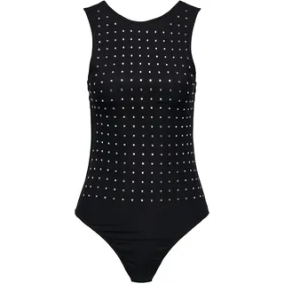 ONLY Damen ONLELSA S/L MESH Shine Body JRS Top, Black/Detail:Rhinestones, M