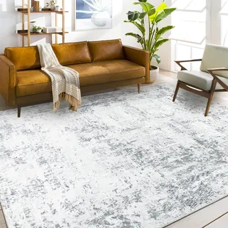 Capslpad Grau Abstrakt Teppich Wohnzimmer 160x230cm rutschfest Kurzflor Kunstwolle Schlafzimmer Teppich Waschbar Minimalistisch Bettvorleger Teppiche für Wohnzimmer Schlafzimmer Büro Bereich Dekor