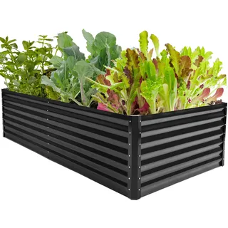 YITAHOME Outdoor Hochbeet Metall 240x120x60cm, Hochbeete-Kit aus Verdicktem Zink-Aluminium-Magnesium-Edelstahl-Metall Hochbeete für Garten mit Sicherheitsgummi für Gemüse, Blumen und Früchte (Schwarz)